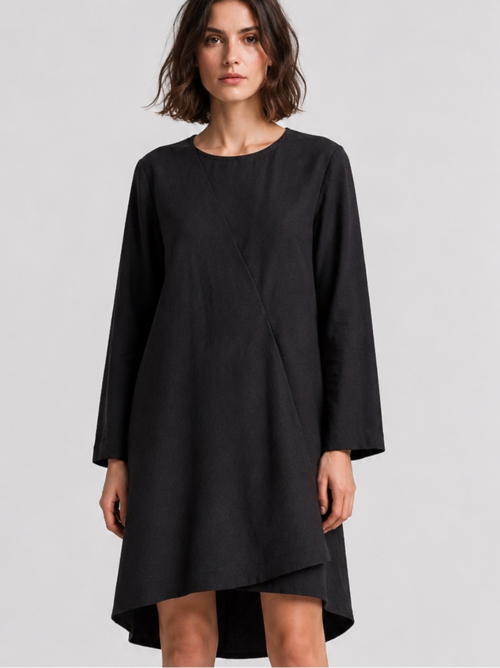 COS Asymmetrical High-Low Shift Dress in Black